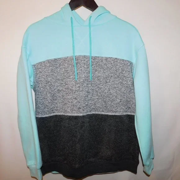 C. Cline Hoodie NWT Aqua Black & Gray Size Large - Picture 4 of 11